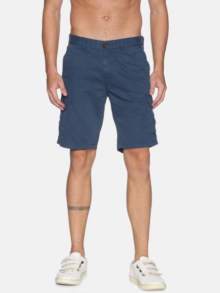 I-VOC Solid Men Blue Cargo Shorts