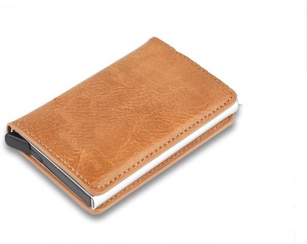 Coverskart Back Cover for PU Leather Dark Brown Men's and Women's RFID Mini Card Holder