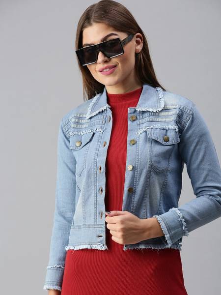 VOXATI Full Sleeve Washed Women Denim Jacket