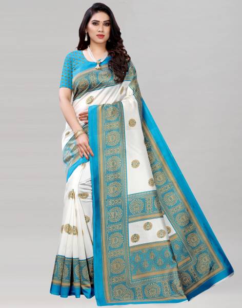 Siril Printed, Striped, Geometric Print, Floral Print Kanjivaram Cotton Silk Saree