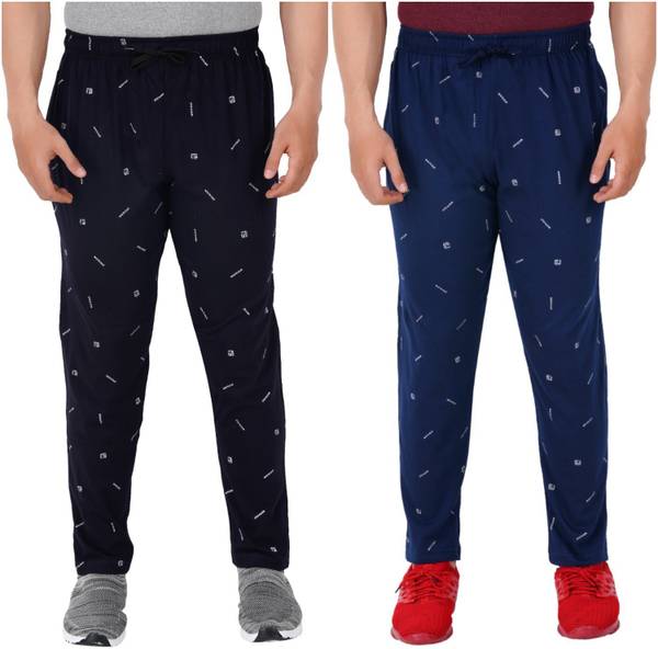FEEL TRACK Printed Men Dark Blue, Blue Track Pants