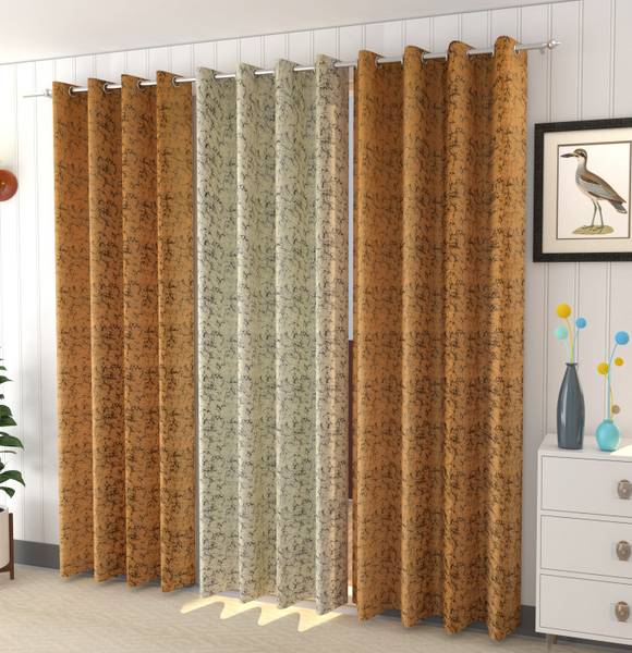 Galaxy Home Decor 214 cm (7 ft) Velvet Room Darkening Door Curtain (Pack Of 3)