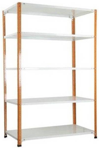 Premier Slotted angle crc sheet 5 shelves multipurpose powder coating storage rack 122486 ( Orange & ivory ) Luggage Rack 20 Gauge shelves & 14 Gauge ...