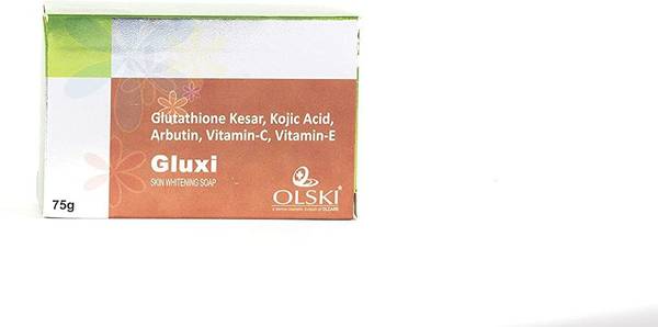 GLUXI Soap for Skin Whitening with Glutathione Kesar, Vitamin C, Vitamin E, 75 gm - Pack of 2