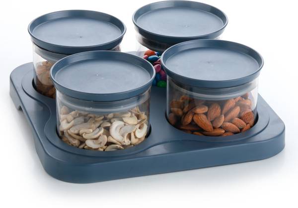 MOUNTHILLS Plastic Royal Serving Set / Bowl / Bowl Set / Airtight Container With Tray And Lid For / Aachar / Pickle / Salad / Dryfruit / Dessert / Sna...