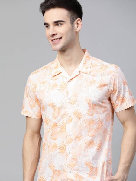 HERE&NOW Men Printed Casual White Shirt