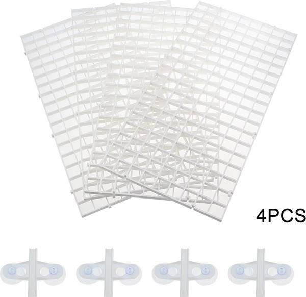 Petzlifeworld 4 PCS White Fish Tank Divider Plastic Aquarium Divider Panel Separator Grid Isolation Board, Black Fish Tank Divider Filter Egg Crate Fi...