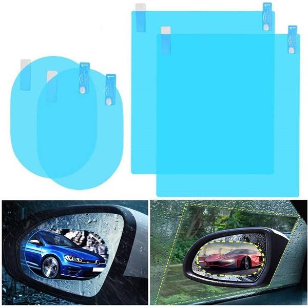 HSR Anti Fog Film Car Rear View Mirror Rain-Proof Anti Water Mist, HD Nano Film Anti-Glare,Anti-Scratch,Rainproof 4 PCS Car Mirror Rain Blocker