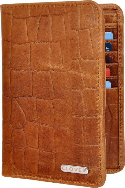 CLOVER Men Casual, Formal, Travel, Ethnic, Evening/Party, Trendy Brown Genuine Leather Wallet