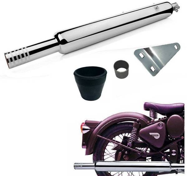 GOLSM Long Bottle Chrome Bada Punjab Exhaust silencer Royal Enfield 350 Twin Spark Full Exhaust System