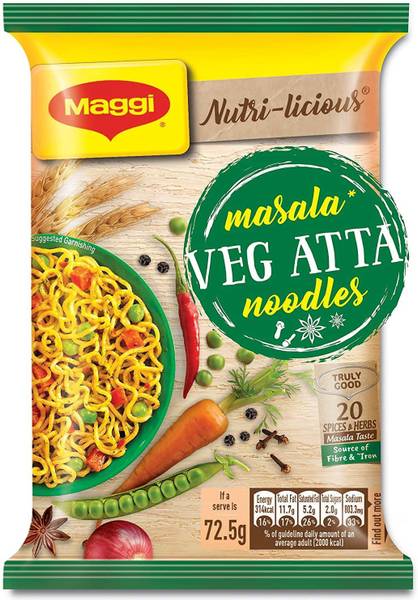 Maggi Nutri-Licious Veg Atta Noodles - Masala, 72.5g(12PKT) Instant Noodles Vegetarian