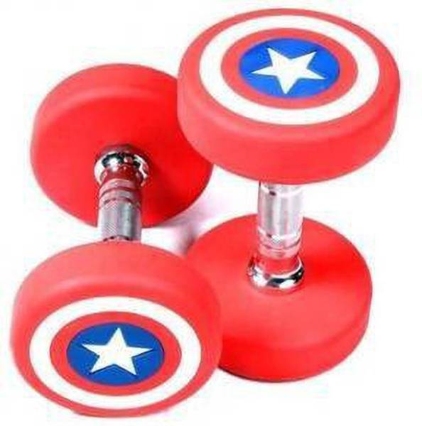 LCARNO Captain America Premium Rubber Coated Dumbbell 15 kg (Set of 2 X 7.5kg ) Fixed Weight Dumbbell