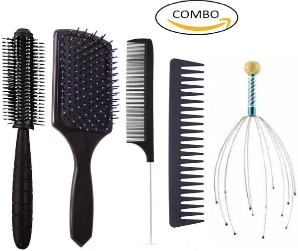 E-DUNIA 4Pcs Paddle Hair Brush, Detangling Brush and Hair Comb Set for Men and Women, Great On Wet or Dry Hair, No More Tangle Hairbrush for Long Thic...