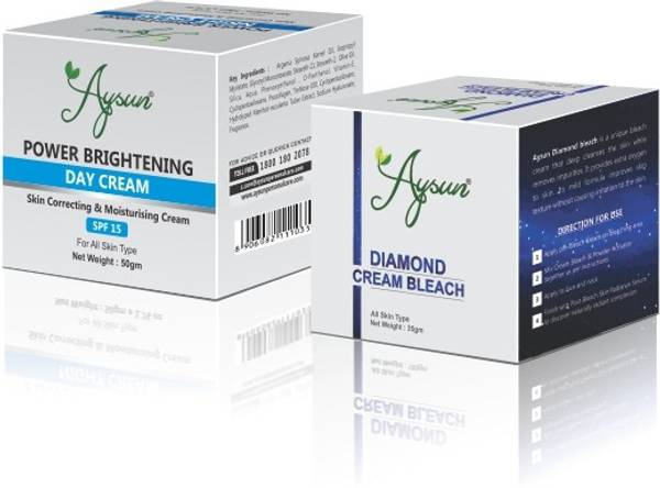 Aysun Power Brightening Day Cream & Diamond Cream Bleach Combo Pack of 2
