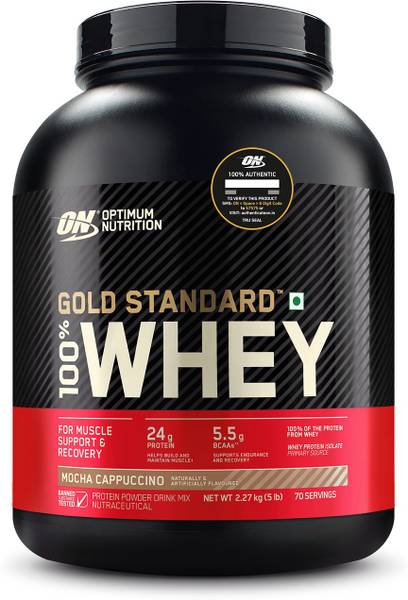 Optimum Nutrition (ON) Gold Standard 100% Protein Powder - Primary Source Isolate Whey Protein  (2.27 kg, Mocha Cappuccino)