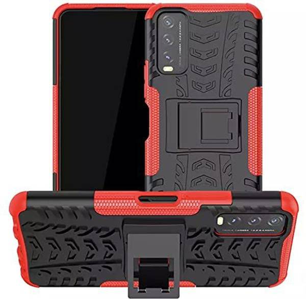 Accessories Kart Back Cover for Vivo Y20G 2021 shockproof Dazzle Tyre case with kick stand
