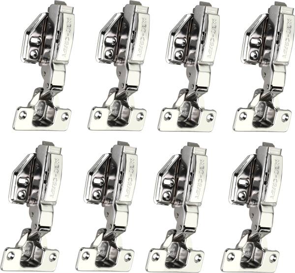 Met Craft Stainless Steel Be Blue Soft Close Hydraulic Clip On Concealed Hinges Pack of 4 Pair (0 Degree Crank, Silver) for Full Overlay Door Self Clo...