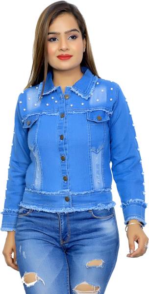 Zara Angel Full Sleeve Embellished Women Denim Jacket