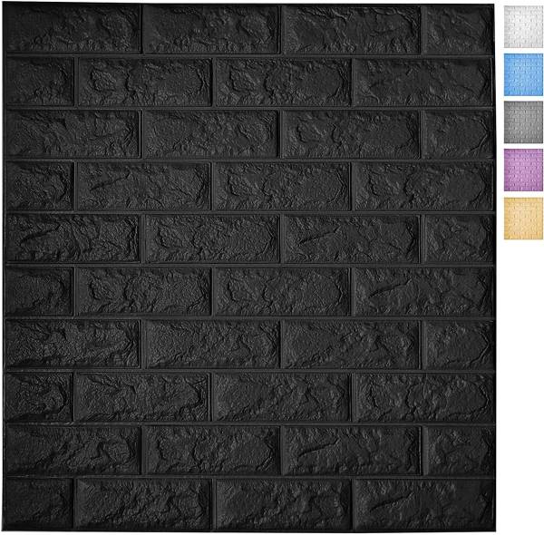 Whisq 77 cm 3D Self Adhesive Brick Wall Stickers For Wall (5.88 Sq Ft) Self Adhesive Sticker