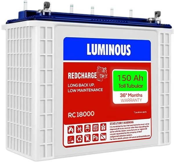 LUMINOUS Red Charge RC 18000 inverter battery 150ah Tall Tubular Battery, Long Backup Tubular Inverter Battery  (150Ah)