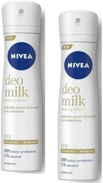 NIVEA (Deo) Milk Beauty Elixir Dry Deodorant Each 150ml Set 2 Deodorant Spray - For Women