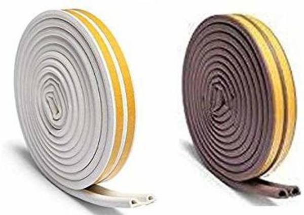 Hyderon Self-Adhesive White and Browncolor 2x3=6m (19.68ft), D Shape,EPDM, Rubber Insulation, Weather Proof, dust Proof,Sound Proof, Insect Blocker, C...