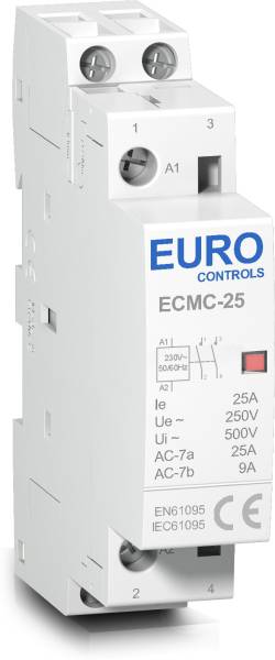 Euro Controls Modular Power Contactor ECMC-25-2NO PC 25 Amps Volts 220 AC 2 Pole 2 NO Copper coil heavy duty Low switching noise Din mounting compact ...