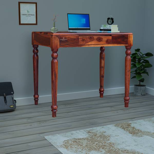 Tamannaartpalace Solid Wood Study Table with Round Legs in Natural