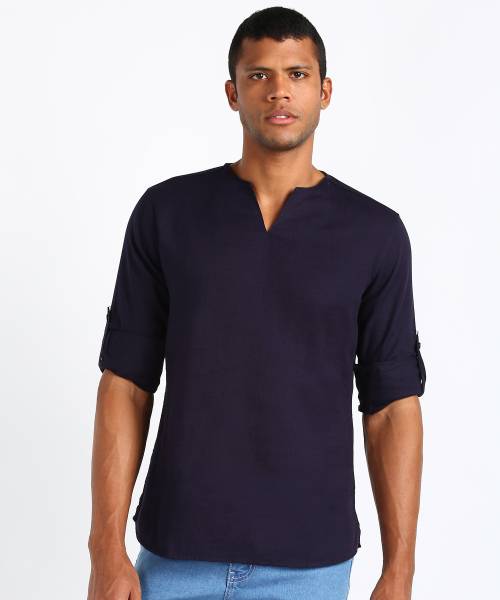 The Indian Garage Co. Men Self Design Straight Kurta