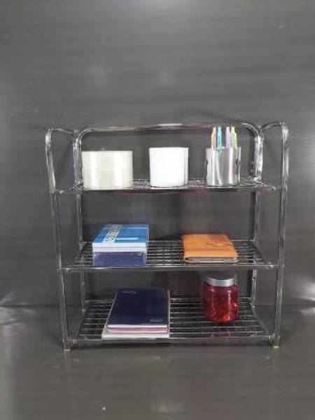 FORTUNE BLU Containers Kitchen Rack Steel Stainless Steel 3 Layer Wall Mount Multipurpose Rack | Shoe Rack | Utensils Rack | Kitchen Dish Rack | Book ...