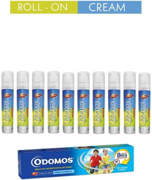Odomos Mosquito Repellent Cream (100g) With Fabric Roll On (10 Pc.)