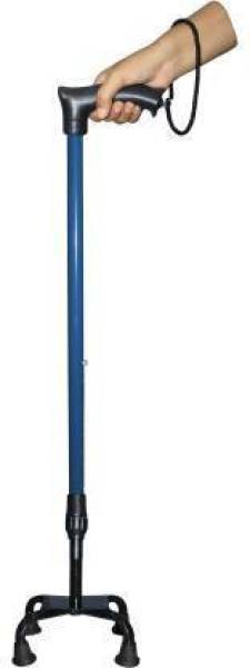 roston SURGICAL 4 Leg Blue Height Adjustable Men/Women/Old Age People With Hand Support - Blue With Dori Walking Stick Walking Stick