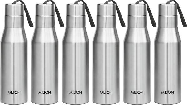 MILTON Super 750 Single Wall Stainless Steel Bottle, Set of 6, 650 ml Each, Silver 650 ml Bottle