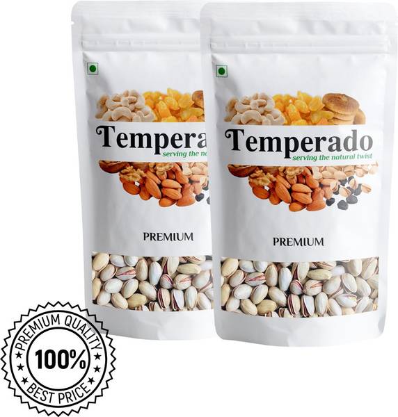 Temperado Whole Roasted Salted Pistachios |Pista King| Namkeen Pista| 1KG (500GM * 2 POUCHES) Pistachios