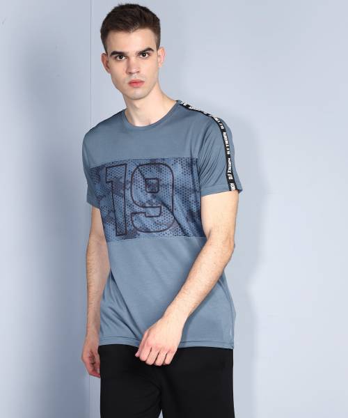Adrenex Graphic Print Men Round Neck Grey T-Shirt
