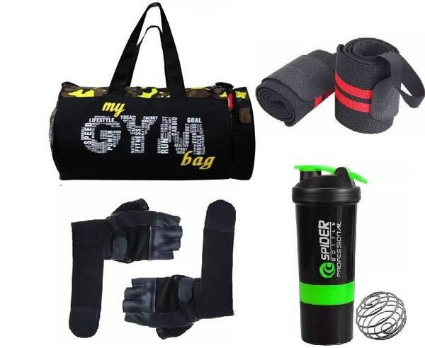 EMMKITZ sport gym bag with spider protein shaker with gym gloves and wrist support Fitness Accessory Kit Kit