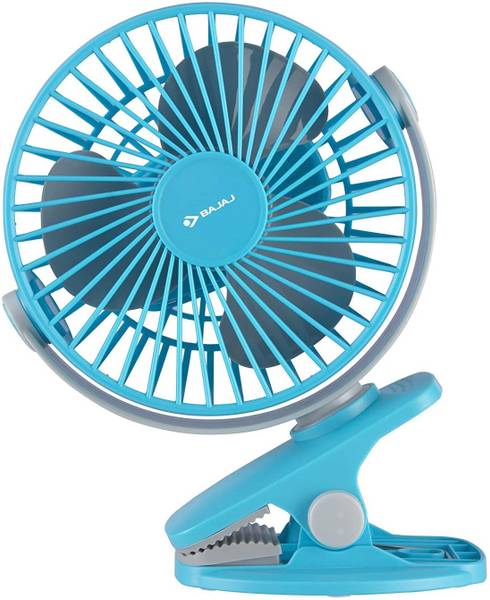 BAJAJ Pygmy Mini 110 MM Sweep 3 Blade Table Fan (USB Charging)-Cerulean Blue 110 mm Silent Operation 3 Blade Table Fan  (BLUE, Pack of 1)