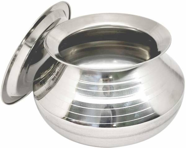 Muke Traditional Cookware Pot Shinny Finish for Cooking & Serving Handi 2 L with Lid