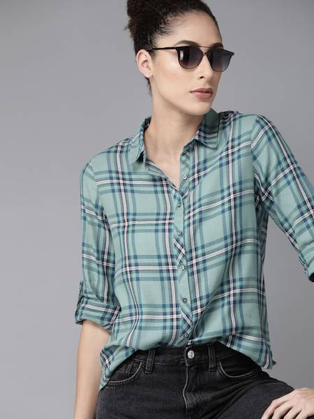 Roadster women's checkered casual shirt clearance