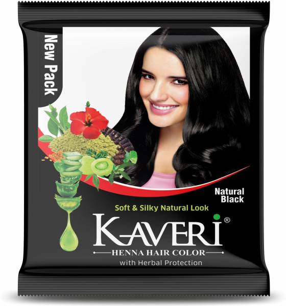 Kaveri Natural Black Henna Based Hair Color Dye For Men Women No Ammonia Enriched with Vital Herbs 10gm (Pack of 20) , Black