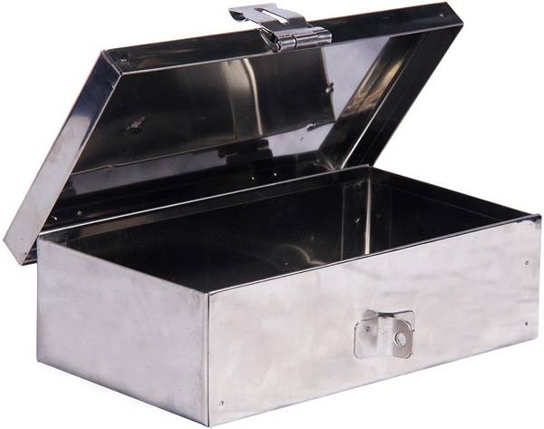 JAYCO Stainless Steel Storage Box Cash Peti Pooja Peti Organizer Safe Locker Box 9" Cash Box
