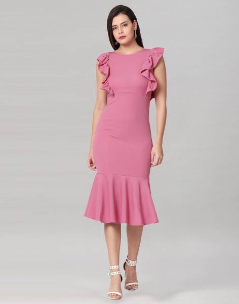 Selvia Women Ruffled Pink Dress