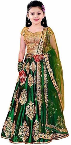 WTWC FAB Girls Lehenga Choli Ethnic Wear Embroidered Lehenga, Choli and Dupatta Set