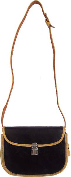 Wise Ninja Black Sling Bag Bus Conductor Leather Cash Bag/Petrol Pump Cashier Leather Bag - Black Color Sandal Piping with 4 Compartments of Cash Orga...