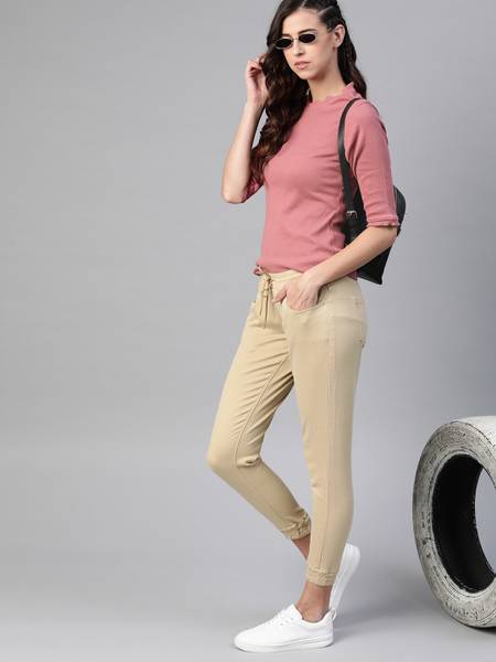 Roadster Casual Self Design Women Pink Top