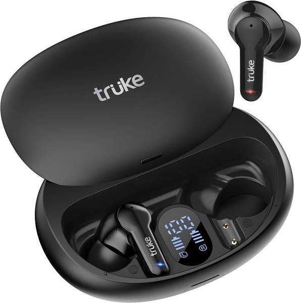 truke Buds S1 with Quad Mic ENC | 72Hrs Playtime | Sliding Design | AAC codec Bluetooth Headset  (Black, True Wireless)