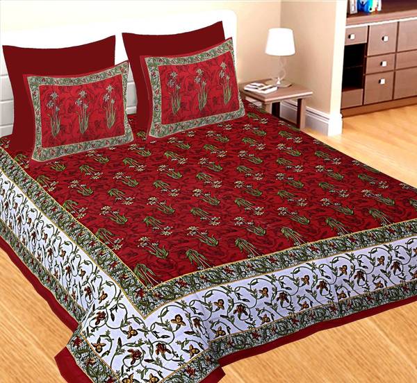 IkBedsheets 144 TC Cotton Double Printed Flat Bedsheet