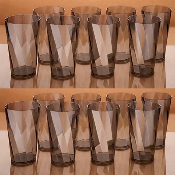 Sentricus (Pack of 16) TWISTER GLASS For Water Juice Beer Wine Platic Classic Black Set Of 16 Glass Set Glass Set Water/Juice Glass