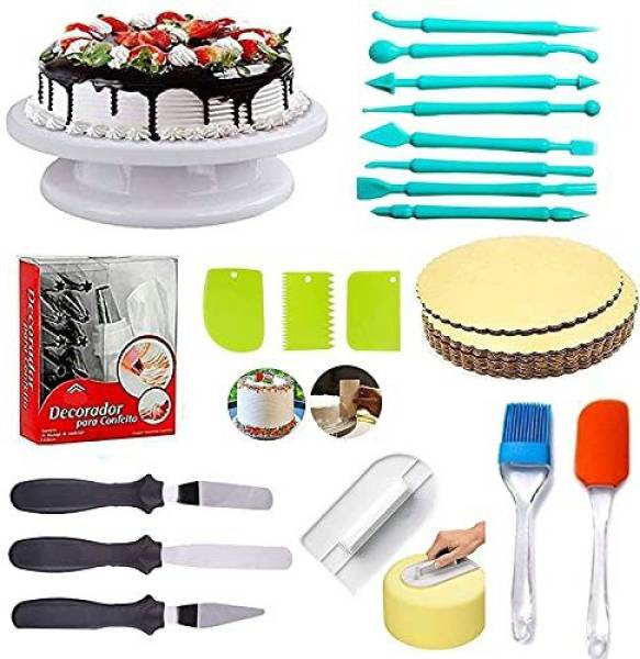 Vrukie cake table, nozzle, scrapper, measuring cup,smother,knife,fondant,Brush Spatula Kitchen Tool Set