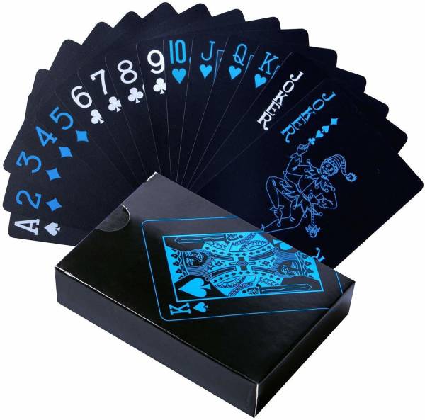 MOONZA Waterproof PVC Playing Cards Set Pure Color Black Poker Card Classic Magic Tricks Tool Game Party Toy 54Pcs/ Plastic Deck